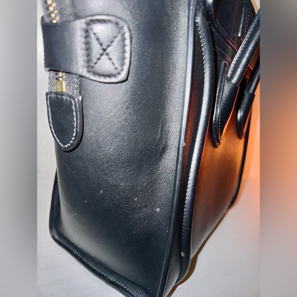 Celine micro luggage handbag - black drummed calfskin leather mini tote - Picture 8 of 16